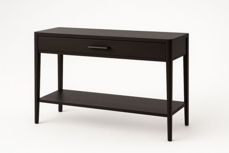 Table Console en Bois avec Tiroir et Étagère Noire