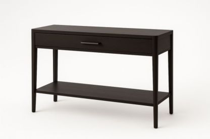 Table Console en Bois avec Tiroir et Étagère Noire