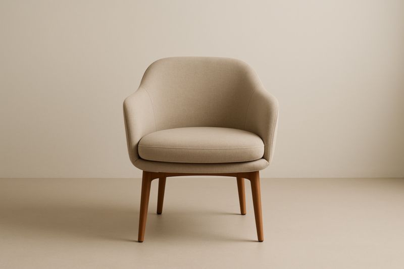 Fauteuil en tissu polyester avec pieds en bois