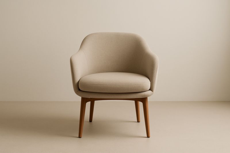 Fauteuil en tissu polyester avec pieds en bois