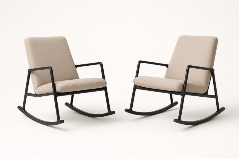 Chaises à bascule en tissu beige cadre en acier