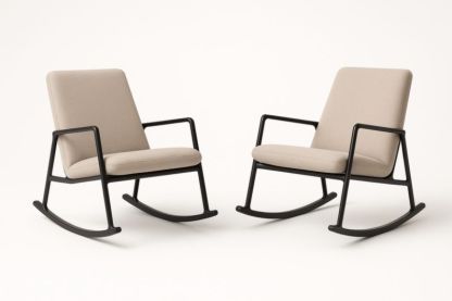 Chaises à bascule en tissu beige cadre en acier