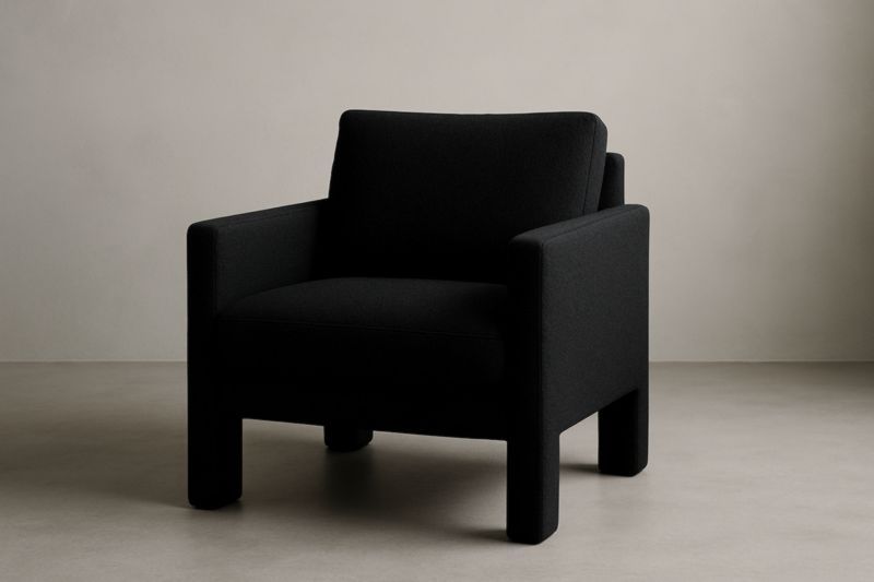 Fauteuil en tissu noir 75cm x 80cm x 80cm