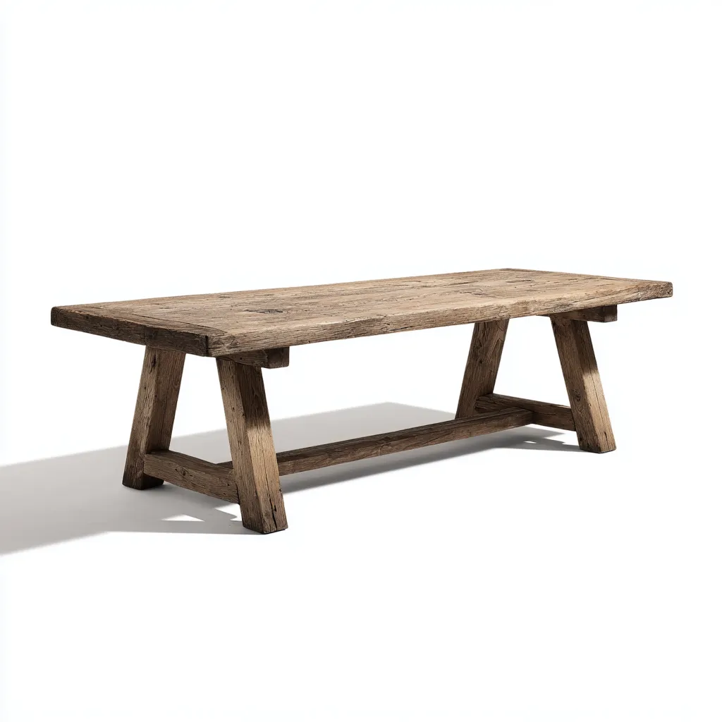 Tavolo da pranzo legno massello 220x90x76 cm - naturale - stile rustico per sala da pranzo-comfyota