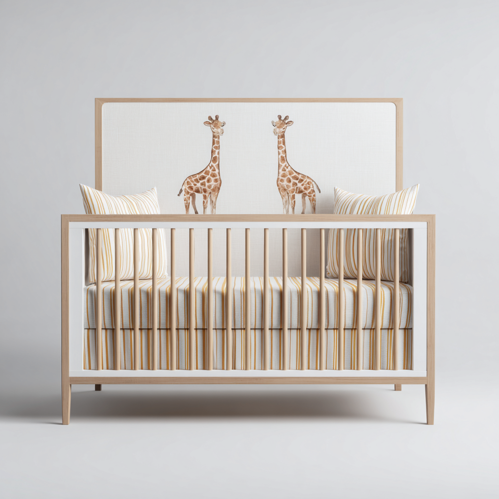 Lettino per bambini in legno 120x65x95 cm - bianco - legno naturale - design moderno con pannello decorativo - adatto alla cameretta-comfyota