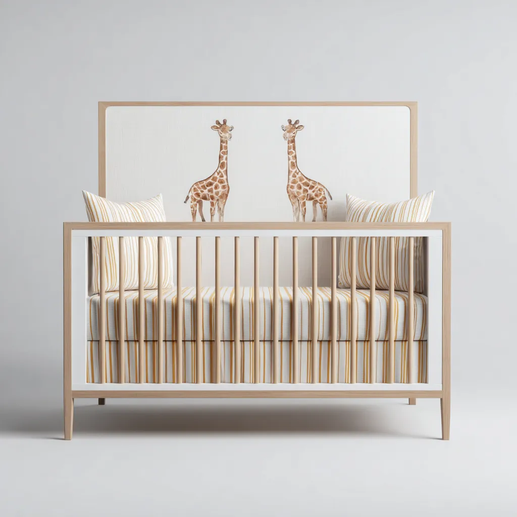 Lettino per bambini in legno 120x65x95 cm - bianco - legno naturale - design moderno con pannello decorativo - adatto alla cameretta-comfyota