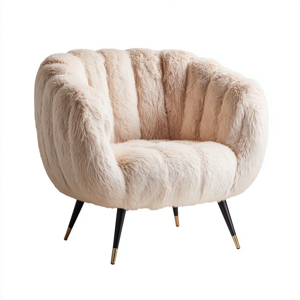 Poltrona in tessuto peluche 82x78x80 cm - beige - design moderno per soggiorno-comfyota