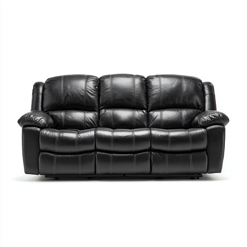 Divano lineare similpelle 200x100x95 cm - nero - adatto al soggiorno - design moderno-comfyota