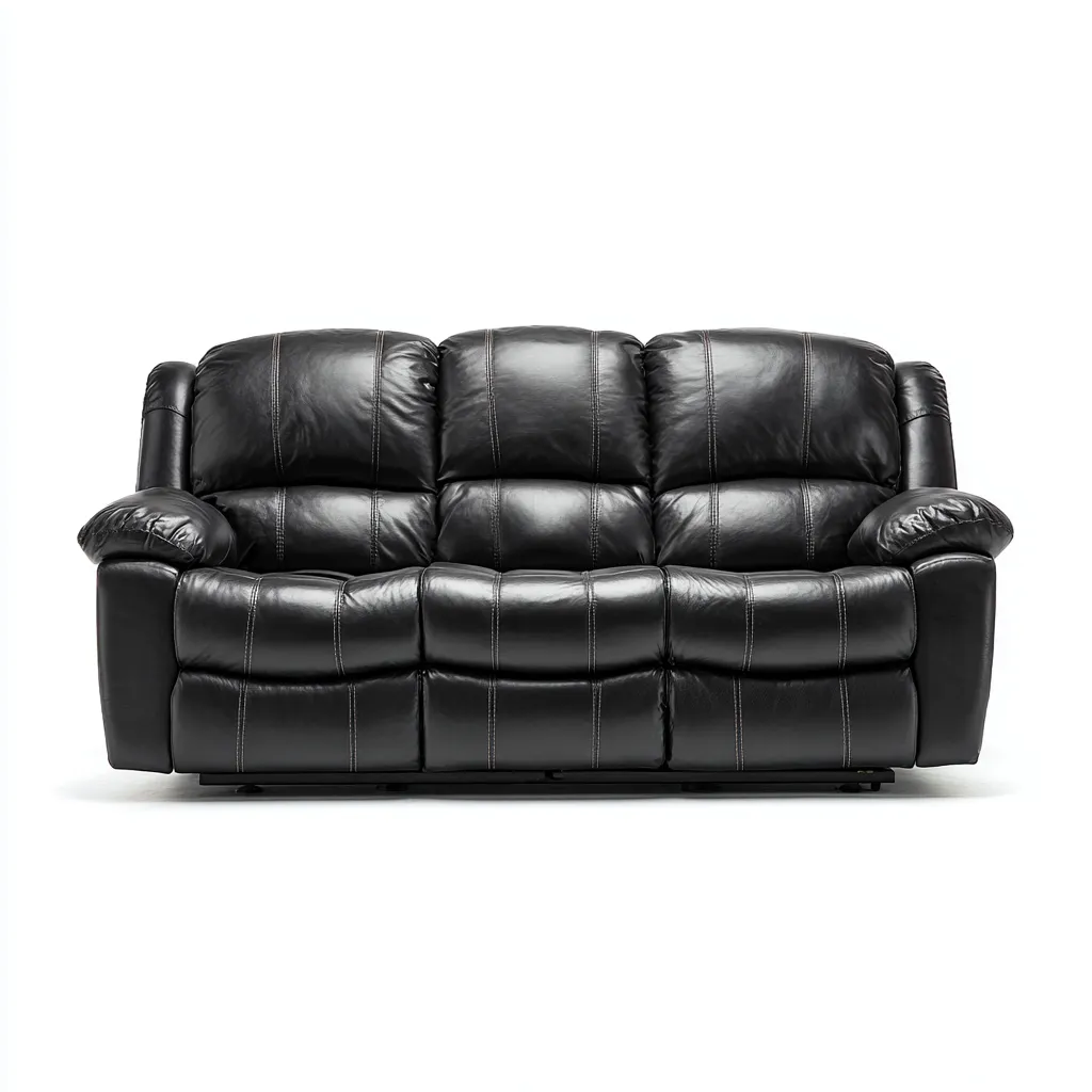 Divano lineare similpelle 200x100x95 cm - nero - adatto al soggiorno - design moderno-comfyota