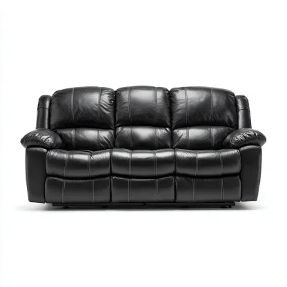 Divano lineare similpelle 200x100x95 cm - nero - adatto al soggiorno - design moderno-comfyota