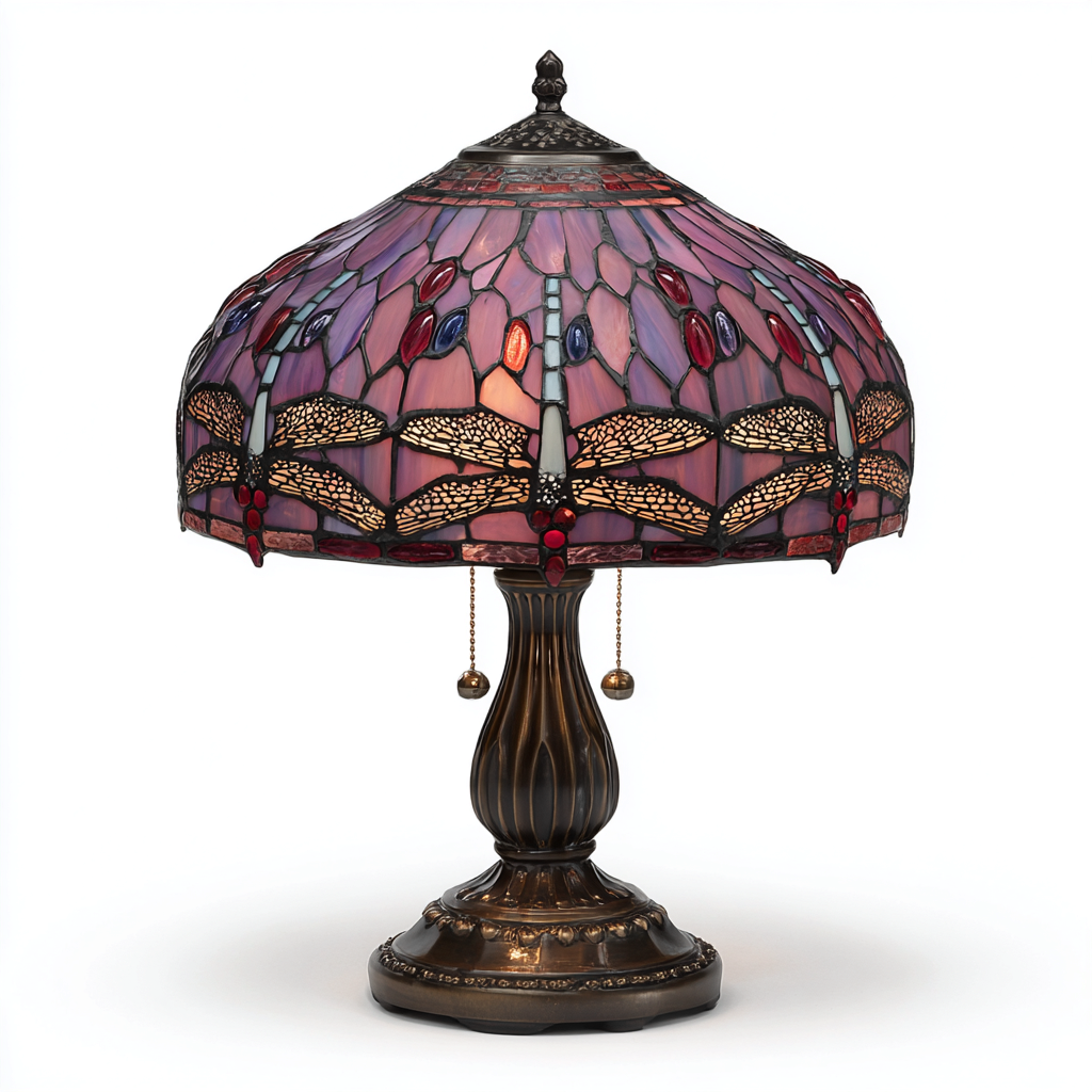 Lampada da tavolo vetro metallo 35x35x50 cm - viola - bronzo - stile Tiffany - per soggiorno-comfyota