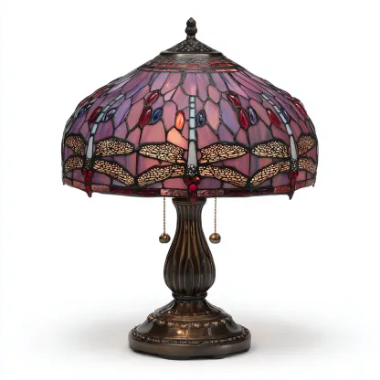 Lampada da tavolo vetro metallo 35x35x50 cm - viola - bronzo - stile Tiffany - per soggiorno-comfyota