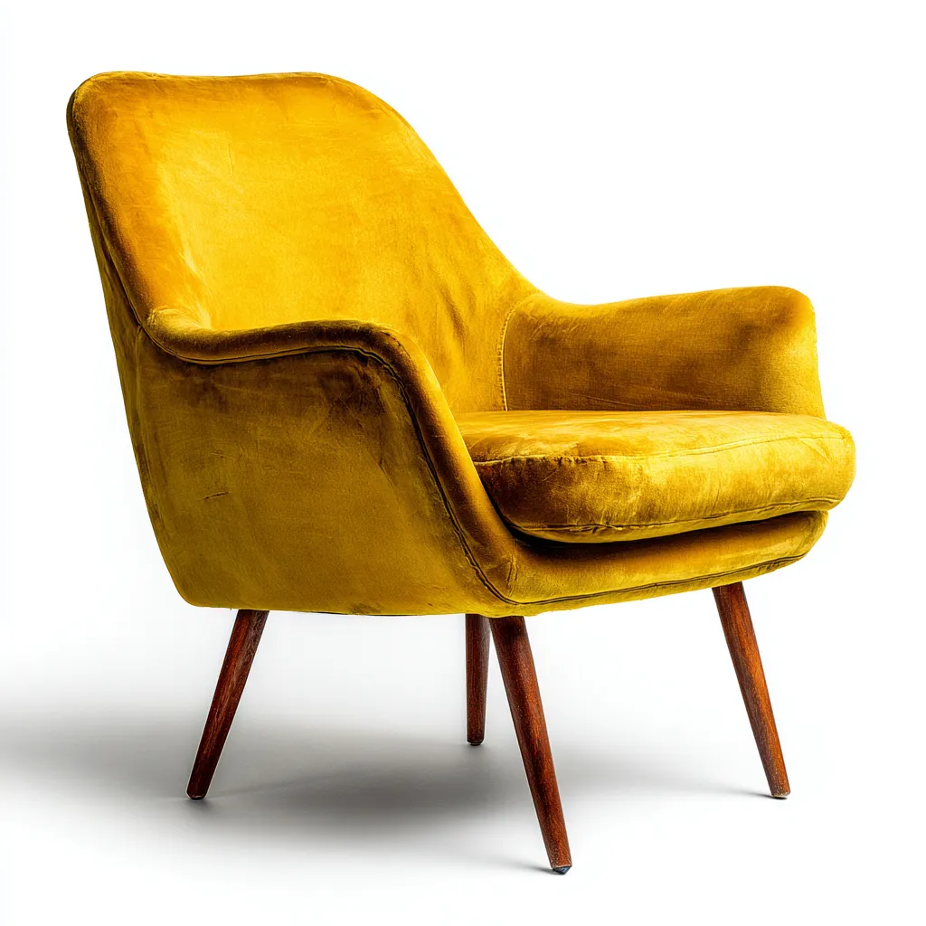 Poltrona in tessuto velluto 80x74x85 cm - giallo - design moderno per soggiorno-comfyota