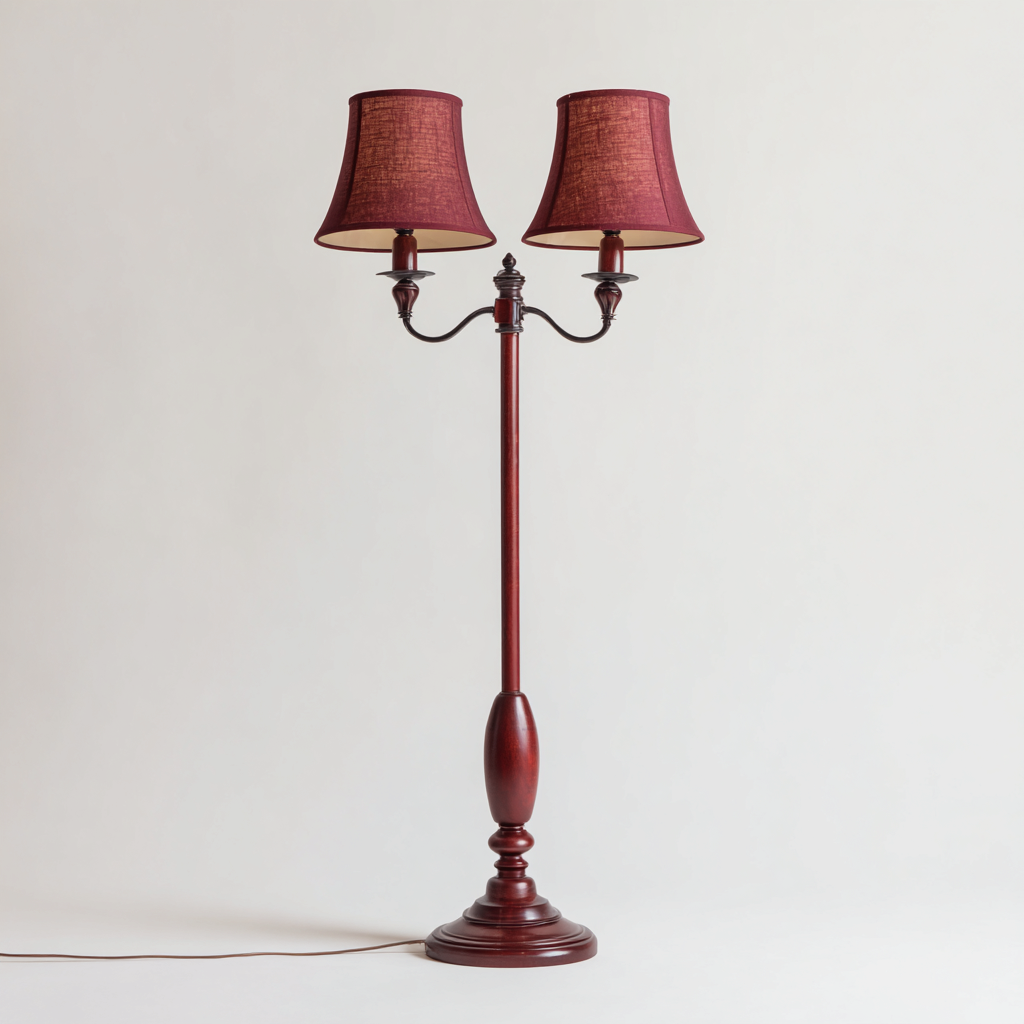 Lampada da terra in legno e tessuto 55x33x165 cm marrone - rosso per il soggiorno design classico-comfyota