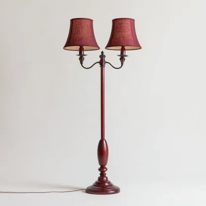 Lampada da terra in legno e tessuto 55x33x165 cm marrone - rosso per il soggiorno design classico-comfyota