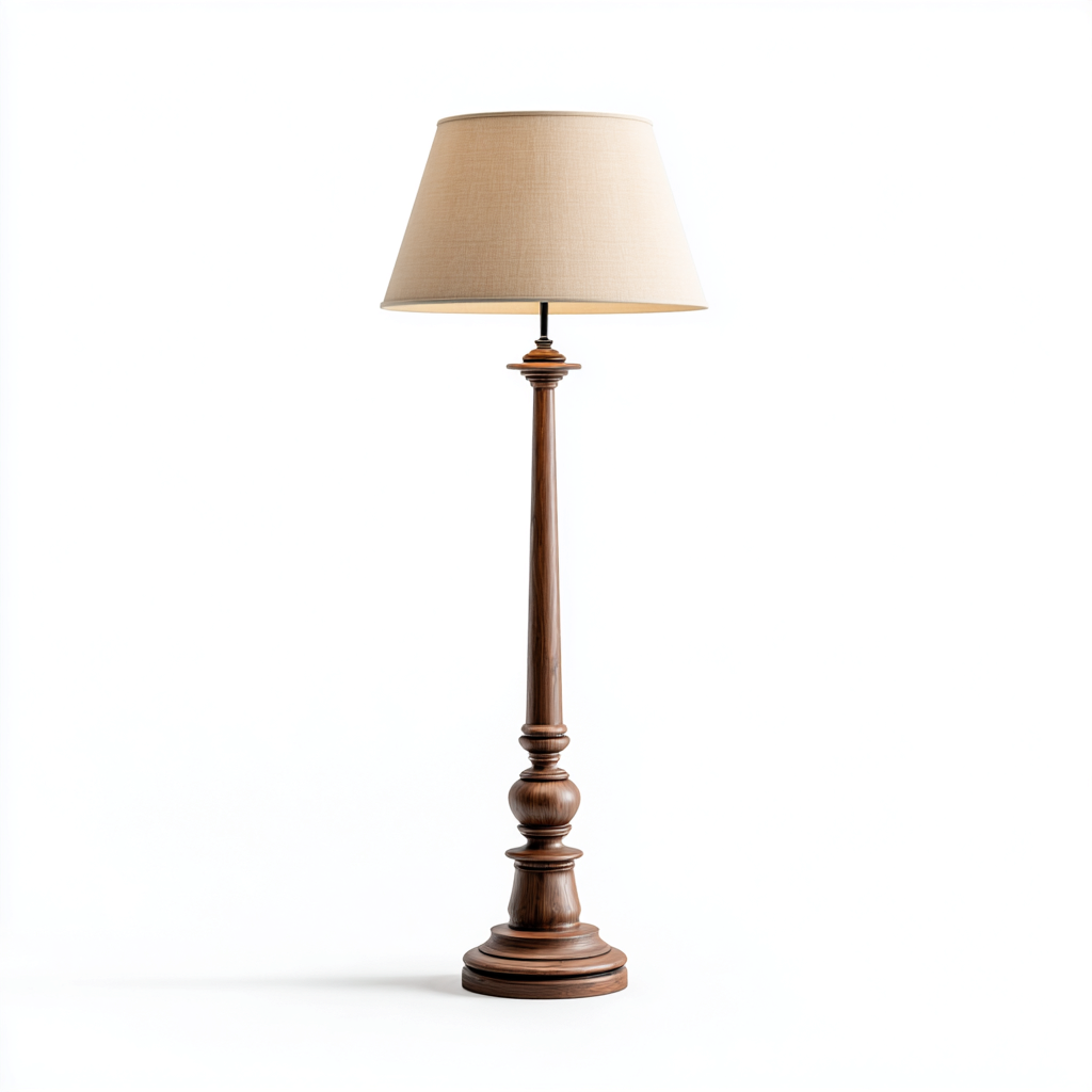 Lampada da terra in legno e tessuto 38x30x154 cm marrone - beige per il soggiorno design classico-comfyota