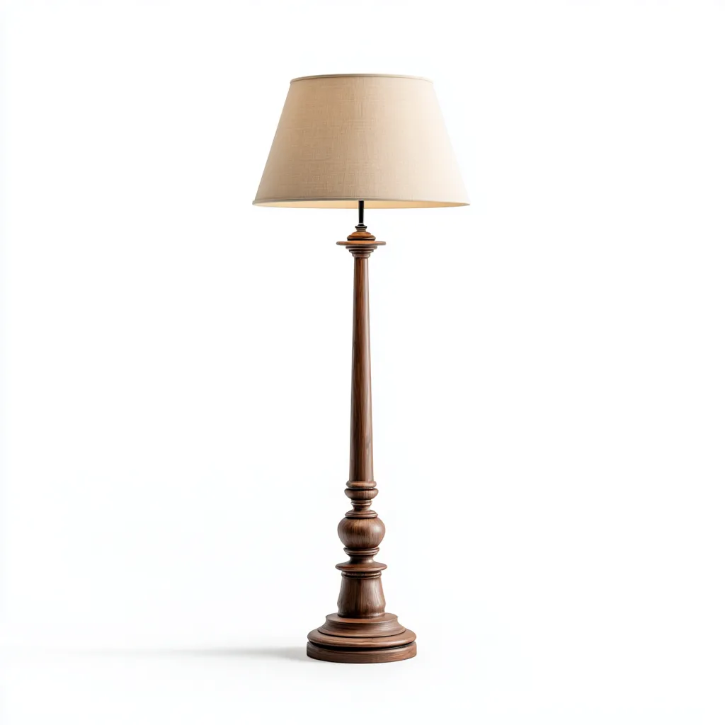 Lampada da terra in legno e tessuto 38x30x154 cm marrone - beige per il soggiorno design classico-comfyota
