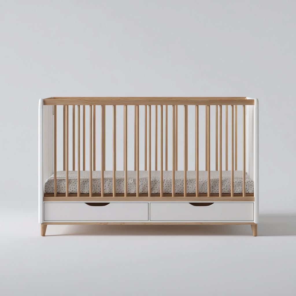 Lettino per bambini in legno con cassetti 120x65x90 cm - bianco - legno naturale - design moderno - adatto alla cameretta-comfyota