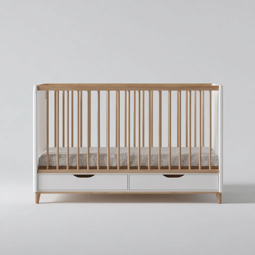 Lettino per bambini in legno con cassetti 120x65x90 cm - bianco - legno naturale - design moderno - adatto alla cameretta-comfyota