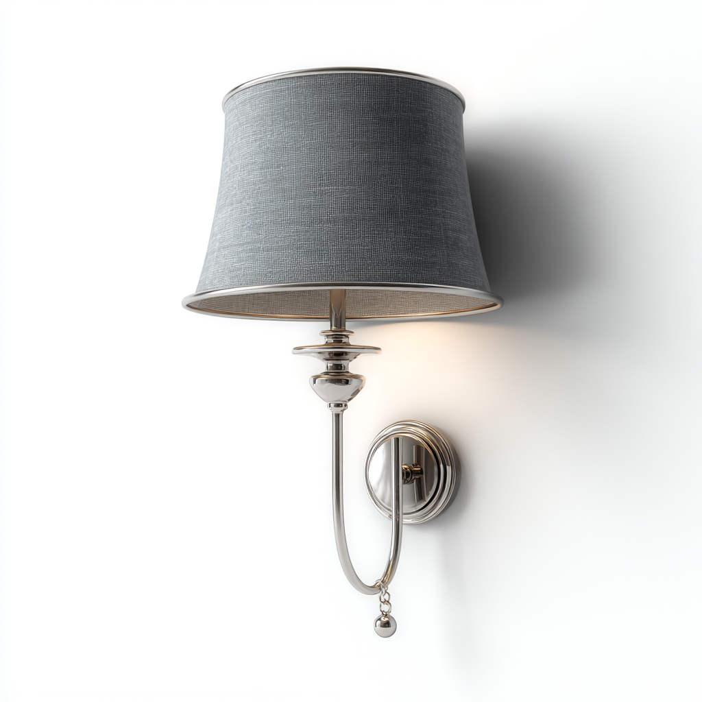 Applique metallo tessuto 18x25x32 cm - argento - grigio - design moderno - per soggiorno-comfyota