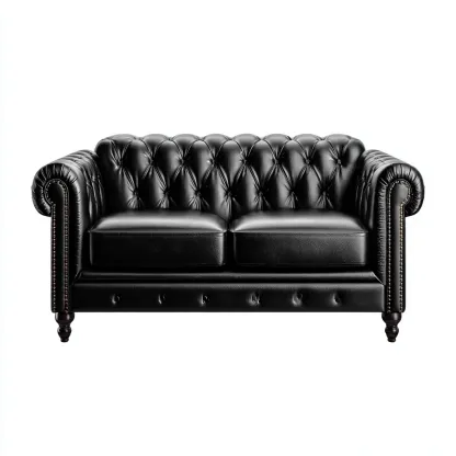 Divano lineare similpelle 170x90x88 cm - nero - adatto al soggiorno - design classico-comfyota