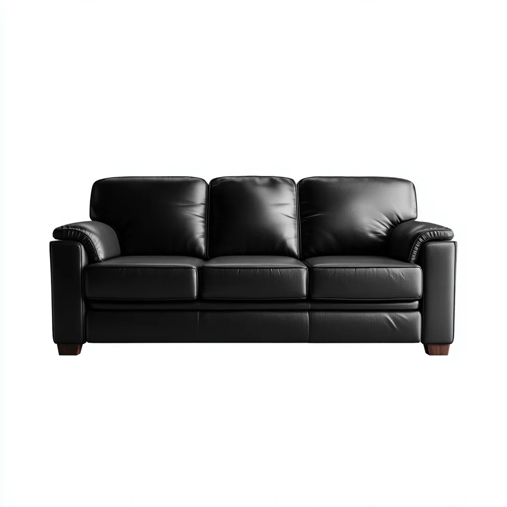 Divano lineare similpelle 210x95x92 cm - nero - adatto al soggiorno - design moderno-comfyota