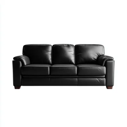 Divano lineare similpelle 210x95x92 cm - nero - adatto al soggiorno - design moderno-comfyota