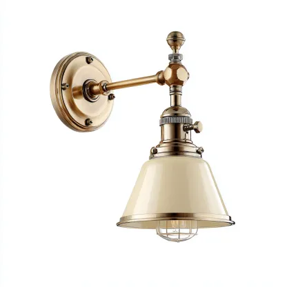 Applique metallo vetro 18x22x36 cm - oro - avorio - design industriale - per soggiorno-comfyota