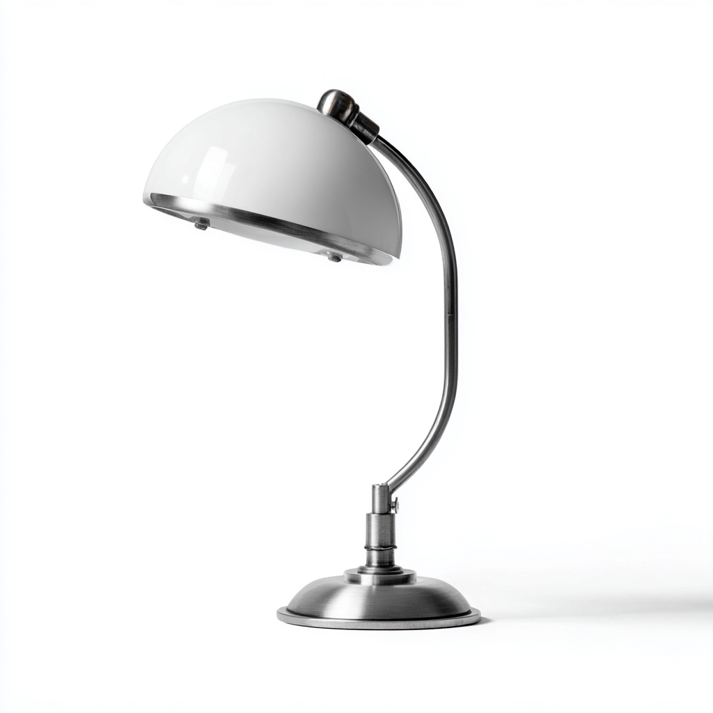 Lampada da tavolo metallo e vetro 22x18x45 cm - bianco - argento - design regolabile per studio-comfyota