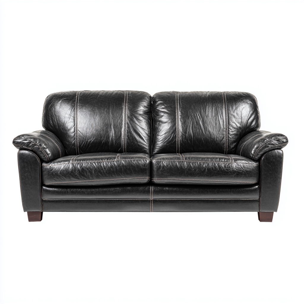 Divano lineare similpelle 210x96x92 cm - nero - adatto al soggiorno - stile classico-comfyota