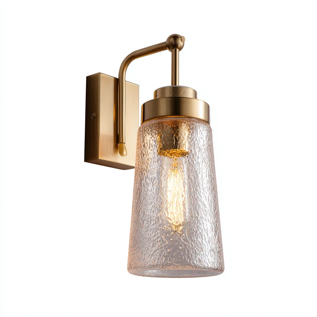 Applique metallo vetro 14x18x34 cm - oro - trasparente - design moderno - per soggiorno-comfyota