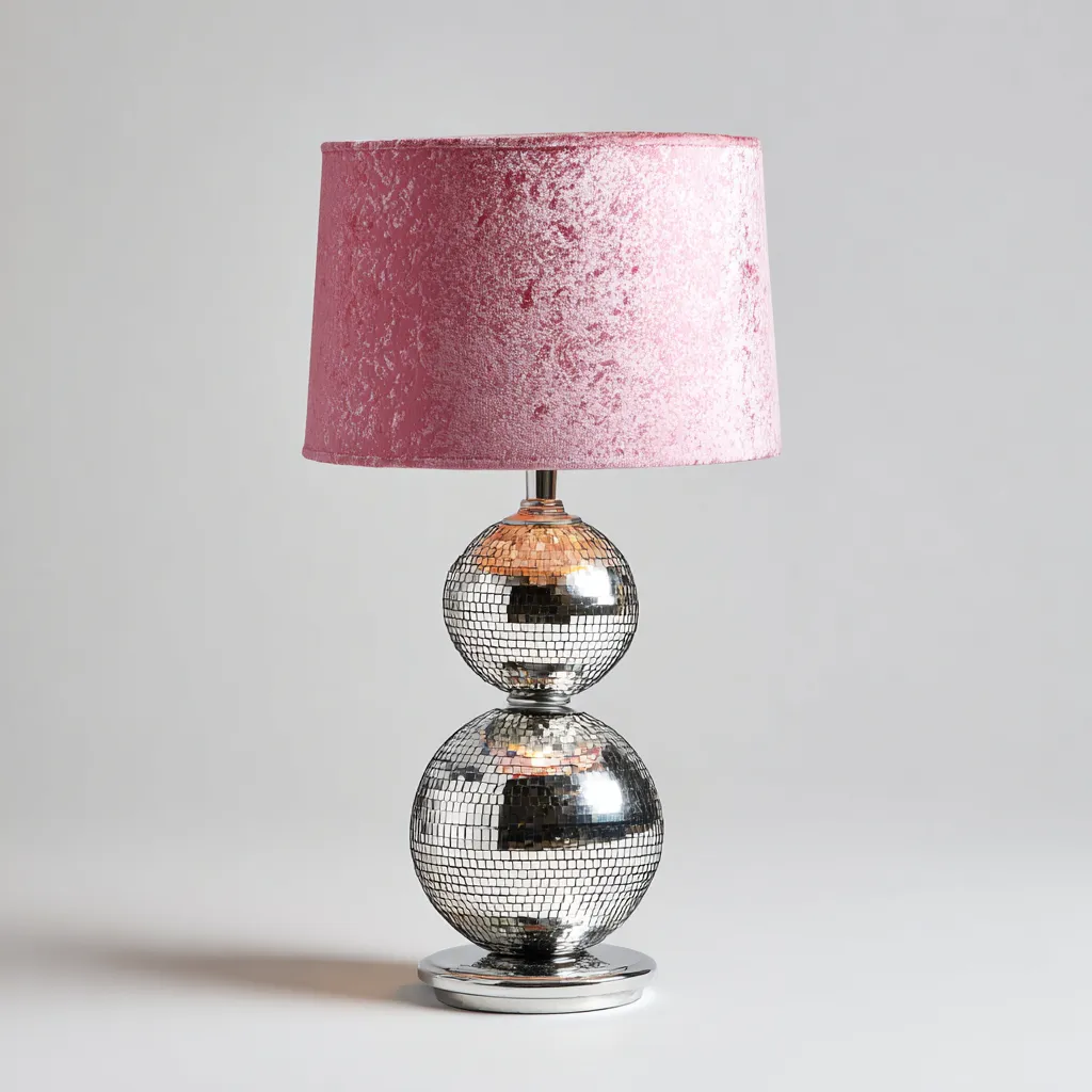 Lampada da tavolo vetro metallo 26x26x45 cm - rosa - argento - design moderno - per soggiorno-comfyota