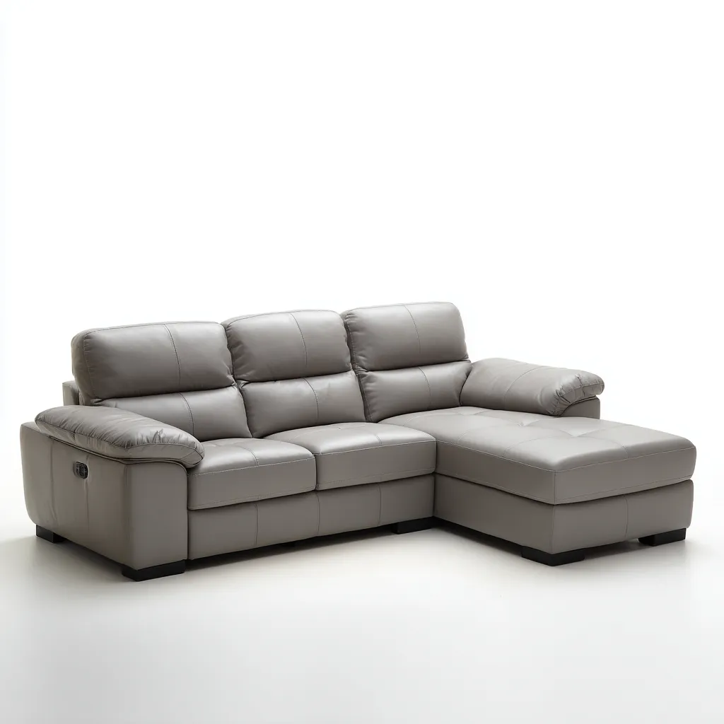 Divano angolare in pelle 265x165x92 cm - grigio - design moderno per soggiorno-comfyota