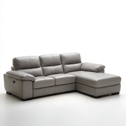 Divano angolare in pelle 265x165x92 cm - grigio - design moderno per soggiorno-comfyota