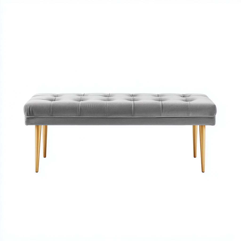 Panca per letto imbottita in tessuto 112x40x46 cm - grigio - adatta alla camera da letto - design moderno-comfyota