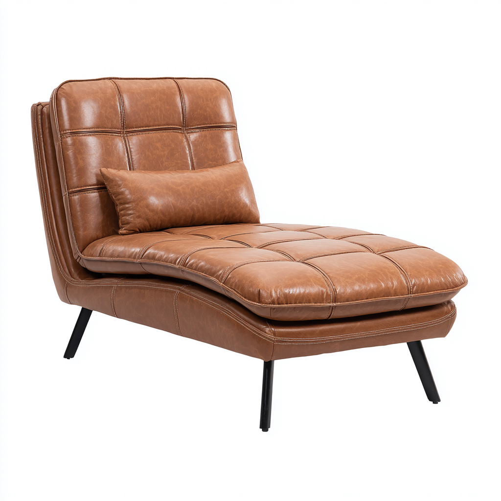 Chaise longue in pelle 169x78x87 cm - marrone - adatta per soggiorno - design moderno-comfyota