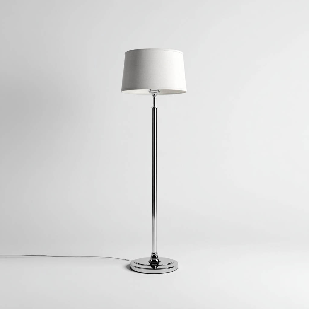 Lampada da terra in metallo e tessuto 32x28x155 cm argento - bianco per il soggiorno design moderno-comfyota