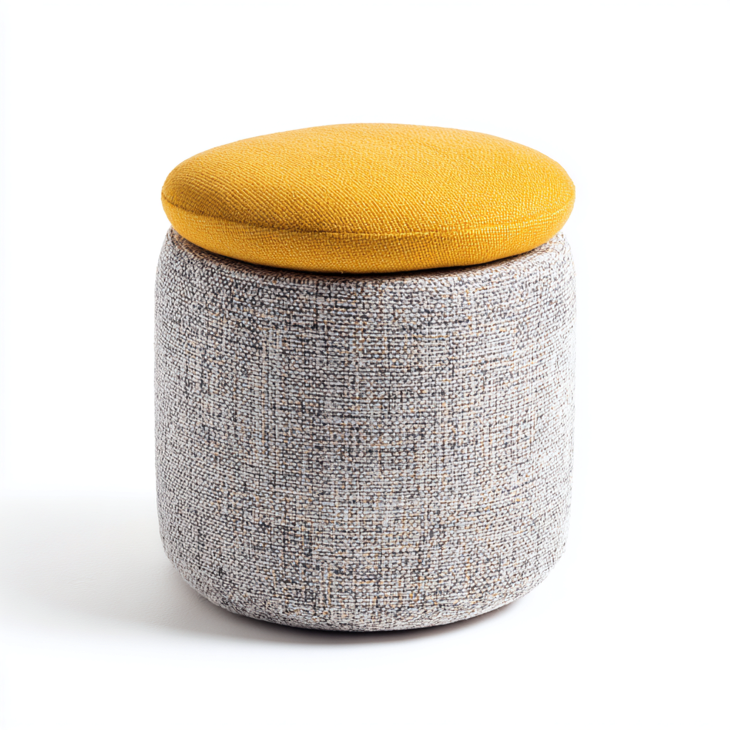 Pouf tessuto 38x38x45 cm - giallo - grigio - adatto al soggiorno - stile moderno-comfyota