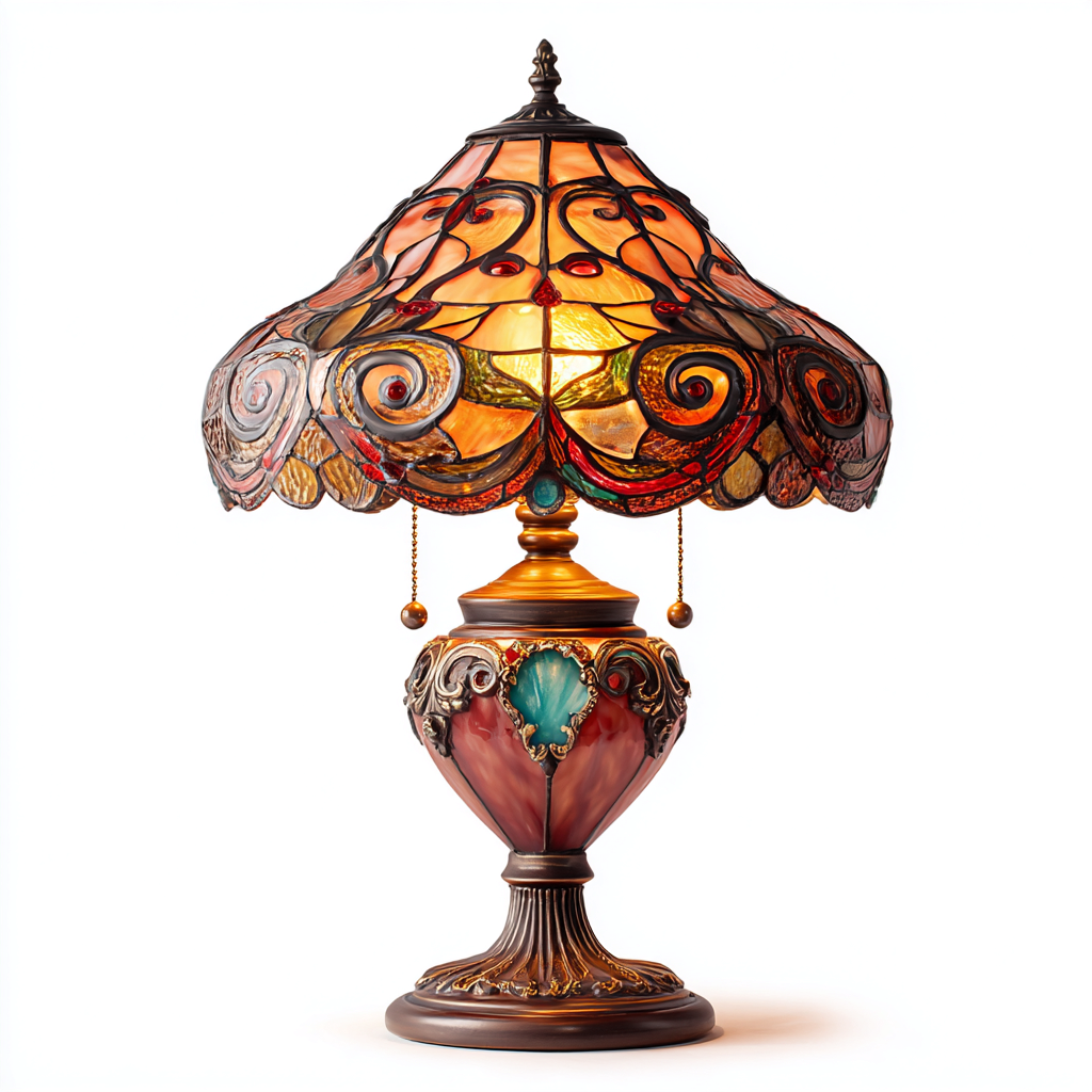Lampada da tavolo vetro metallo 36x36x55 cm - multicolore - bronzo - stile Tiffany - per soggiorno-comfyota