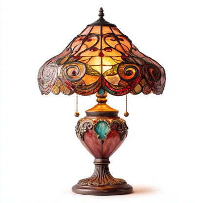 Lampada da tavolo vetro metallo 36x36x55 cm - multicolore - bronzo - stile Tiffany - per soggiorno-comfyota