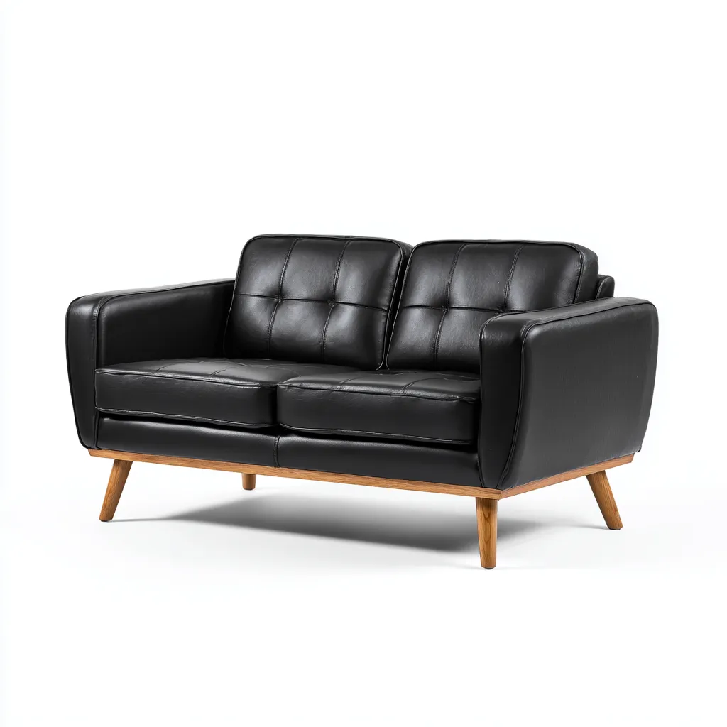 Divano lineare similpelle 155x85x82 cm - nero - adatto al soggiorno - design moderno-comfyota