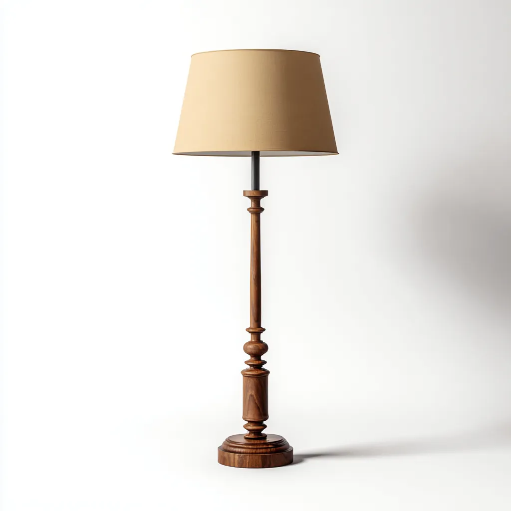 Lampada da terra in legno e tessuto 36x30x152 cm marrone - beige per il soggiorno design classico-comfyota