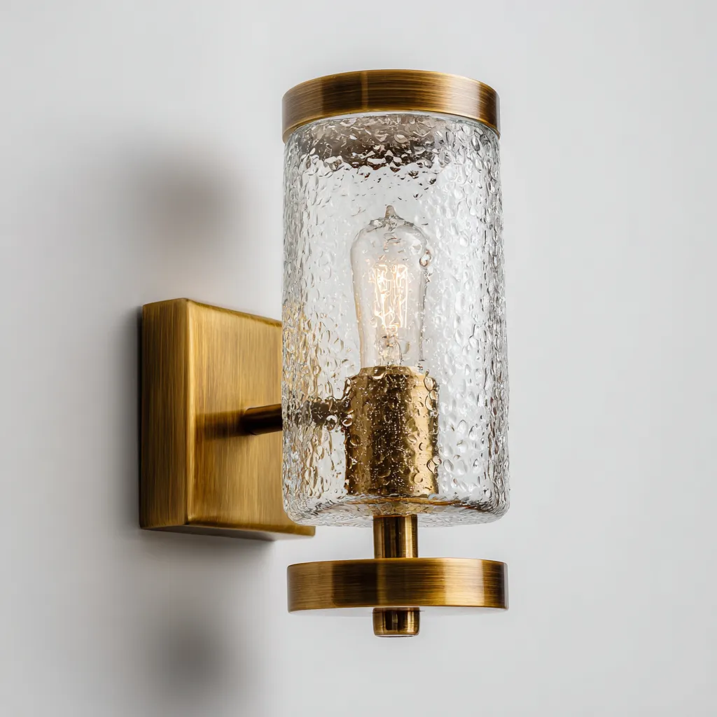 Applique metallo vetro 15x18x32 cm - oro - trasparente - design moderno - per soggiorno-comfyota