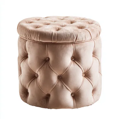 Pouf velluto 42x42x48 cm - beige - adatto al soggiorno - stile moderno-comfyota
