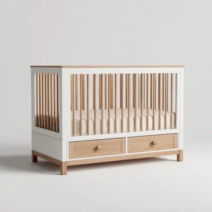 Lettino per bambini in legno con cassetti 120x65x90 cm - bianco - legno naturale - design moderno - adatto alla cameretta-comfyota