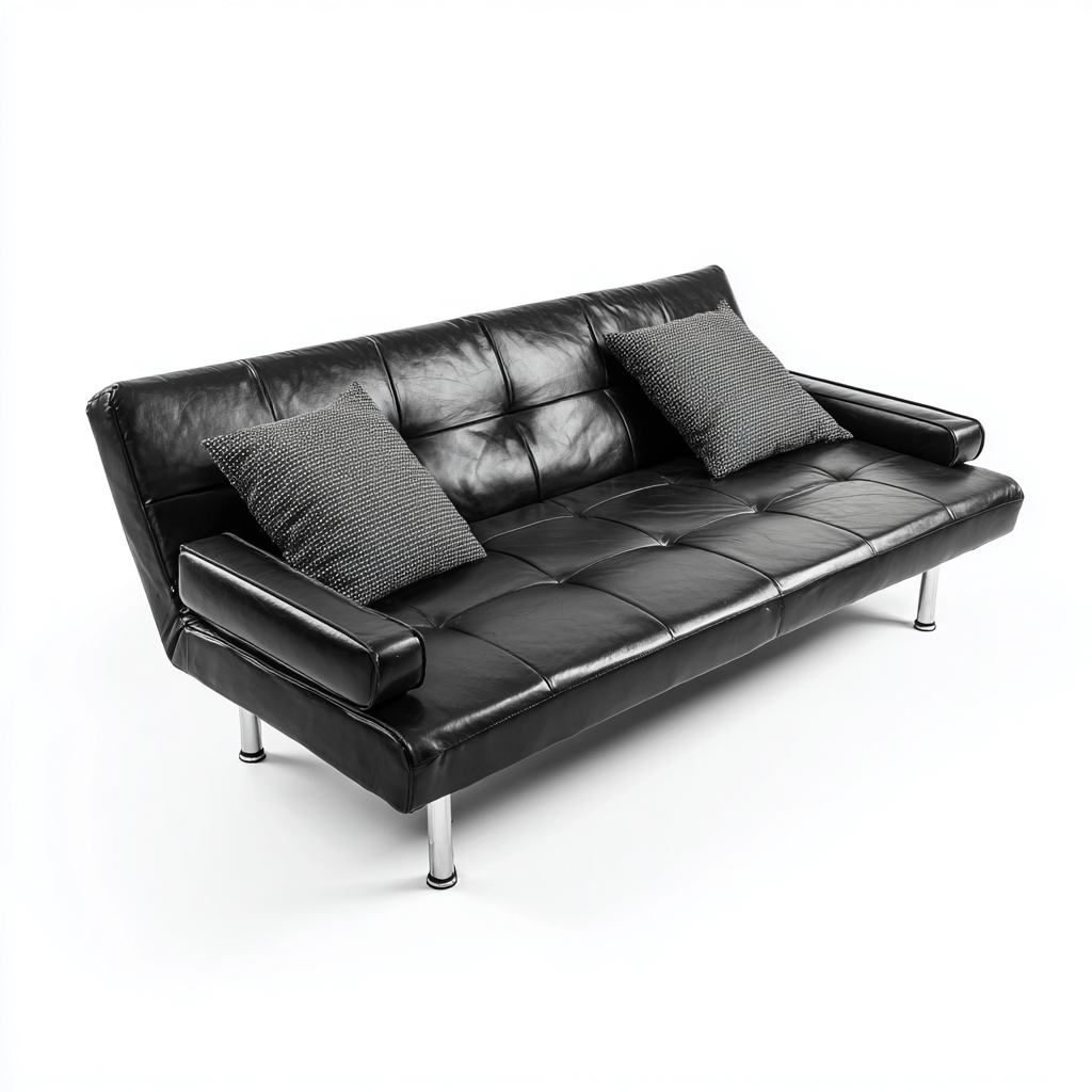 Divano lineare similpelle 185x80x85 cm - nero - adatto al soggiorno - design moderno-comfyota