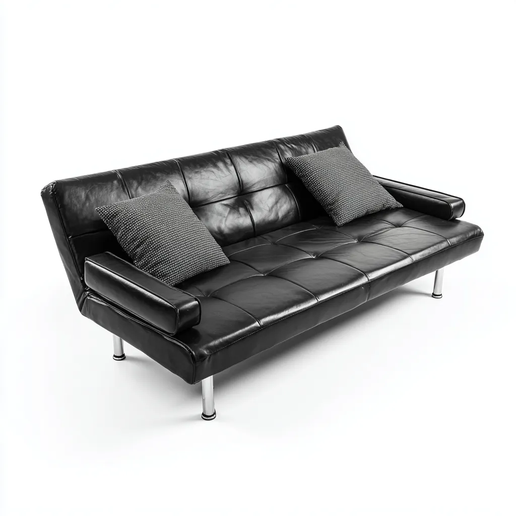 Divano lineare similpelle 185x80x85 cm - nero - adatto al soggiorno - design moderno-comfyota