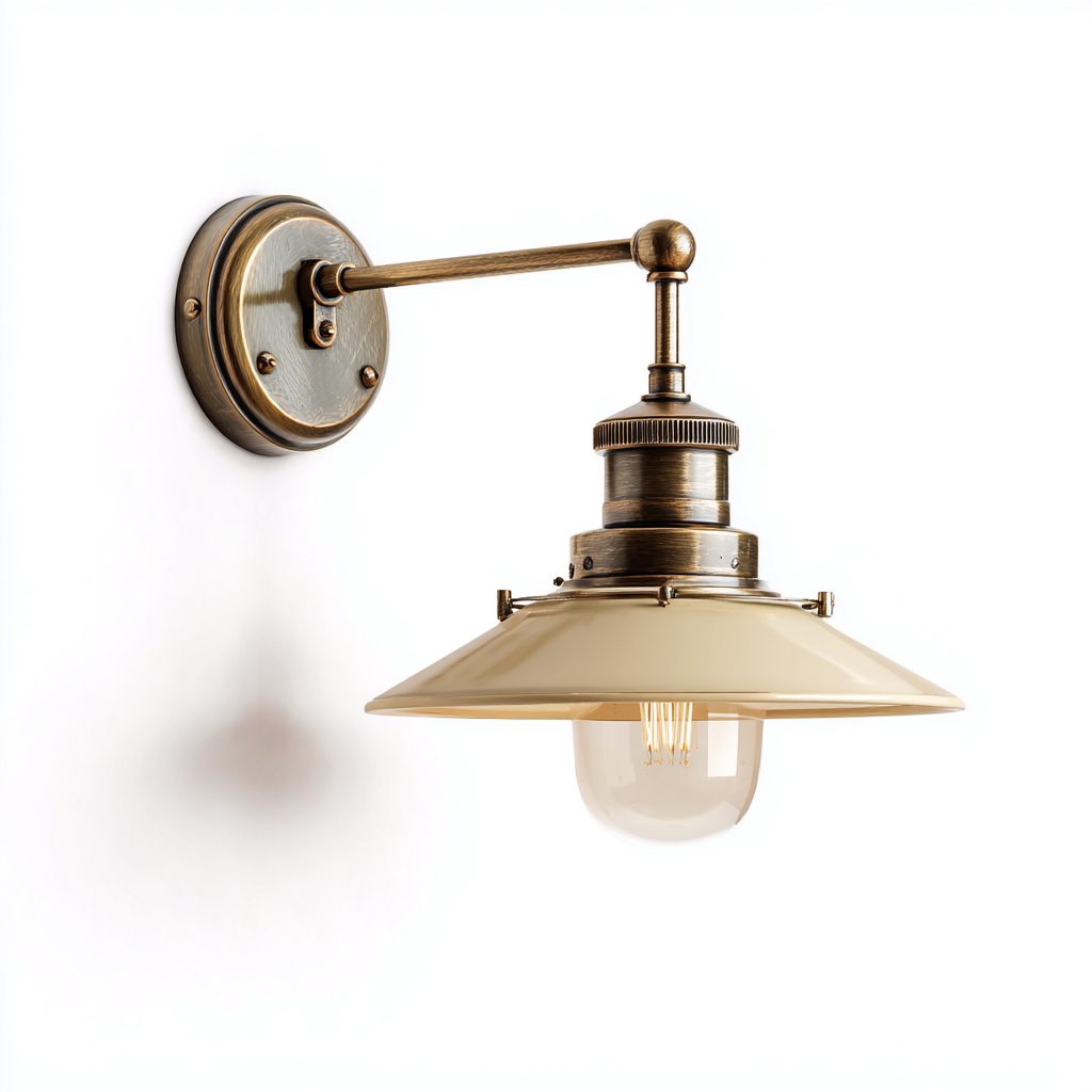 Applique metallo vetro 20x25x34 cm - oro - avorio - design industriale - per soggiorno-comfyota