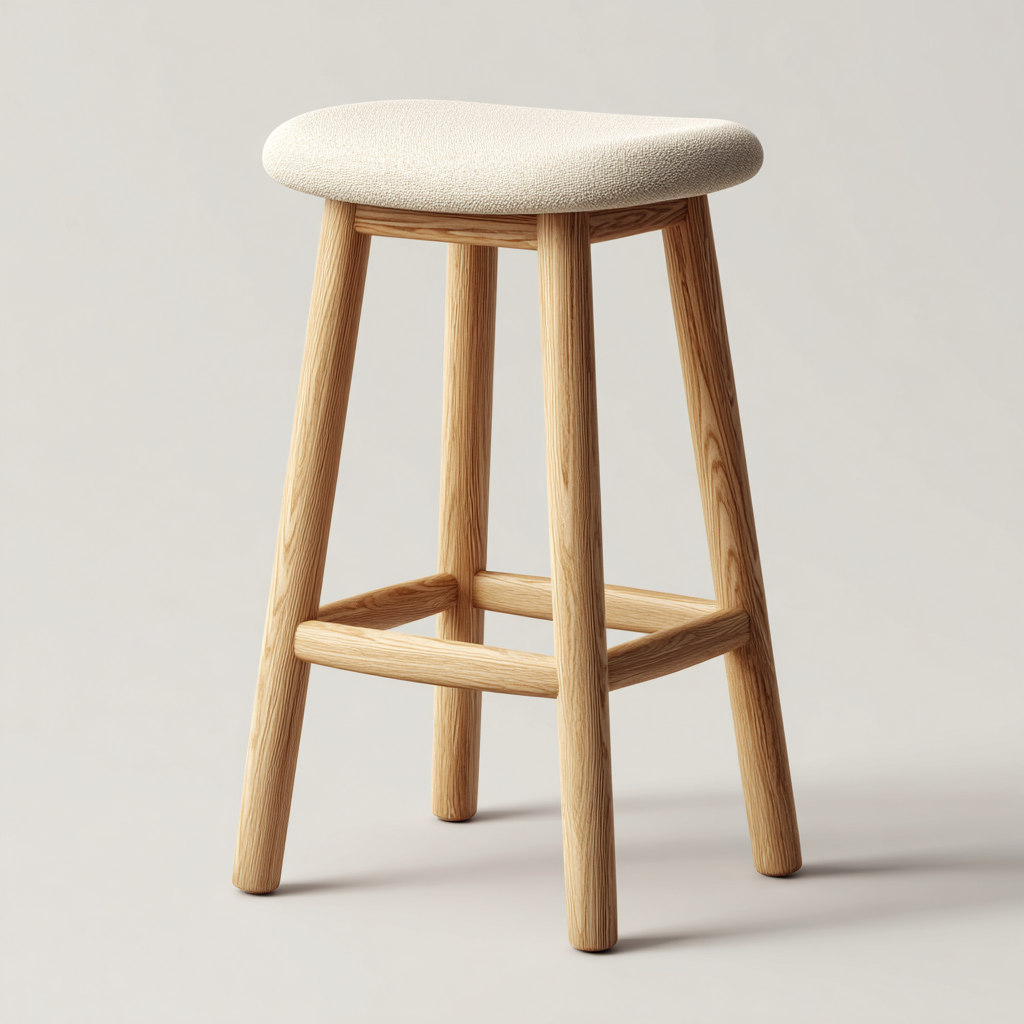 Sgabello da bar in legno - tessuto 42x42x76 cm - beige - legno naturale - adatto per sala da pranzo - design moderno-comfyota