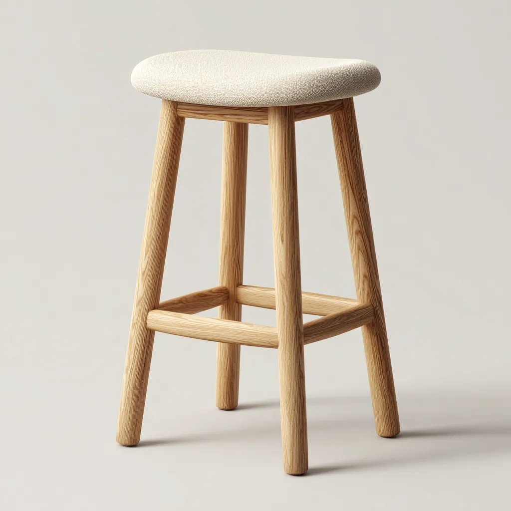 Sgabello da bar in legno - tessuto 42x42x76 cm - beige - legno naturale - adatto per sala da pranzo - design moderno-comfyota